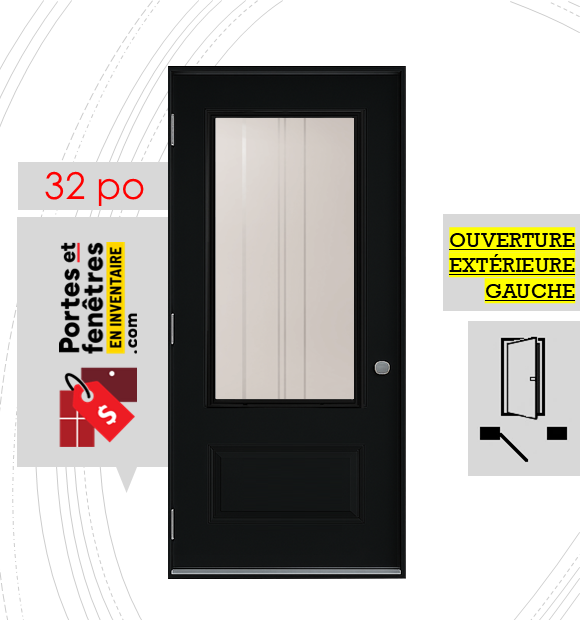 CYNDI 23X49 NOIR G 32 outswing FRONT2 PORTE CYNDI 49po NOIRE 32 OUVRANT EXTÉRIEUR GAUCHE