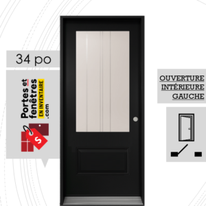 PORTE CYNDI 49po NOIRE 34 OUVRANT INTÉRIEUR GAUCHE