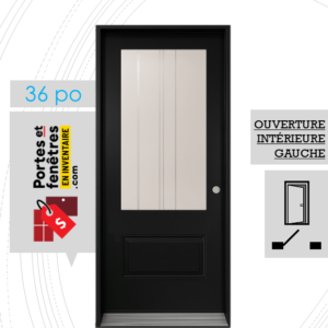 PORTE CYNDI 49po NOIRE 36 OUVRANT INTÉRIEUR GAUCHE