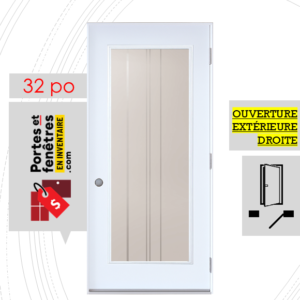 PORTE CYNDI 65po BLANCHE 32 OUVRANT EXTÉRIEUR DROITE