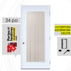 PORTE CYNDI 65po BLANCHE 34 OUVRANT EXTÉRIEUR DROITE