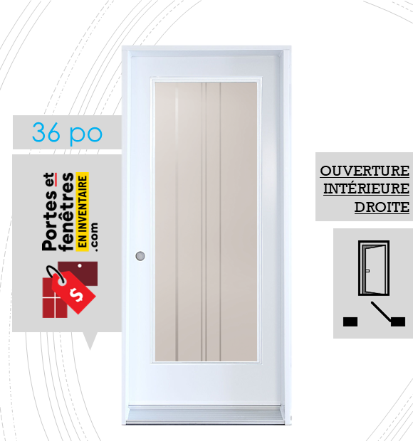 CYNDI 23X65 BLANC D 36 FRONT PORTE CYNDI 65po BLANCHE 36 OUVRANT INTÉRIEUR DROITE