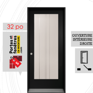 PORTE CYNDI 65po NOIRE 32 OUVRANT INTÉRIEUR DROITE