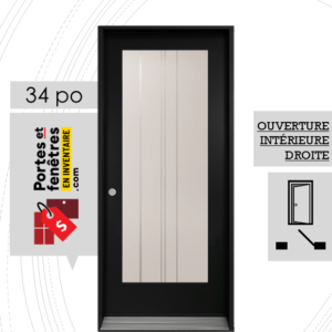 PORTE CYNDI 65po NOIRE 34 OUVRANT INTÉRIEUR DROITE
