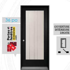 PORTE CYNDI 65po NOIRE 36 OUVRANT INTÉRIEUR DROITE