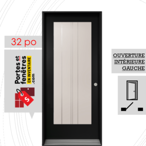 PORTE CYNDI 65po NOIRE 32 OUVRANT INTÉRIEUR GAUCHE