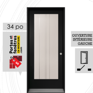 PORTE CYNDI 65po NOIRE 34 OUVRANT INTÉRIEUR GAUCHE