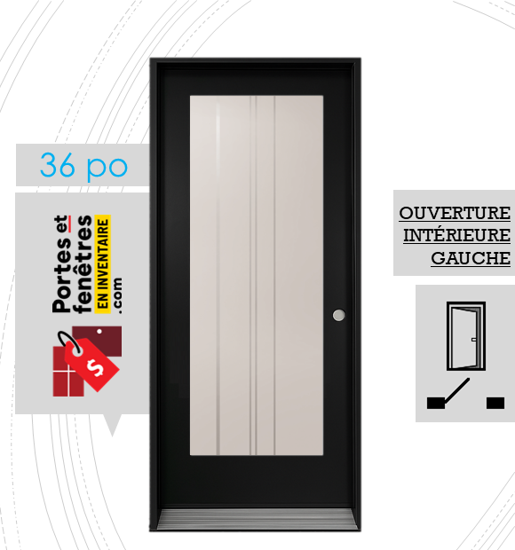 CYNDI 23X65 NOIR G 36 FRONT PORTE CYNDI 65po NOIRE 36 OUVRANT INTÉRIEUR GAUCHE