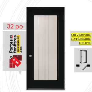 PORTE CYNDI 65po NOIRE 32 OUVRANT EXTÉRIEUR DROITE