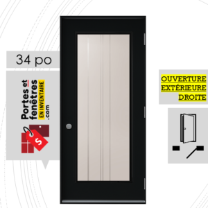 PORTE CYNDI 65po NOIRE 34 OUVRANT EXTÉRIEUR DROITE