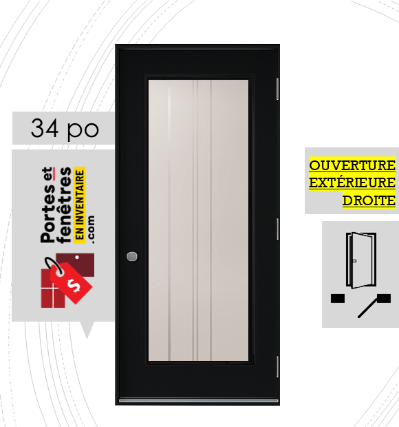CYNDI 23X65 NOIRE D 34 outswing FRONT PORTE CYNDI 65po NOIRE 34 OUVRANT EXTÉRIEUR DROITE
