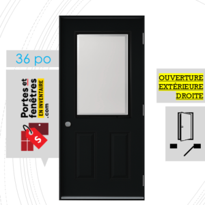PORTE EDGE 37po NOIRE 36 OUVRANT EXTÉRIEUR DROITE