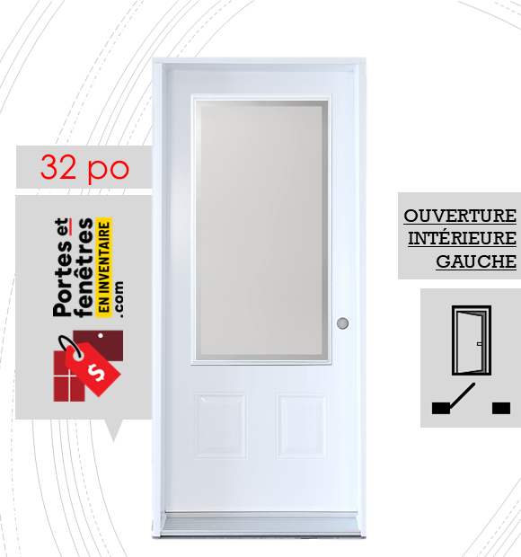 EDGE 23X49 BLANC G 32 FRONT PORTE EDGE 49po BLANCHE 32 OUVRANT INTÉRIEUR GAUCHE