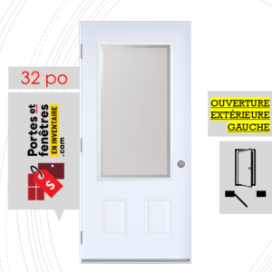 PORTE EDGE 49po BLANCHE 32 OUVRANT EXTÉRIEUR GAUCHE