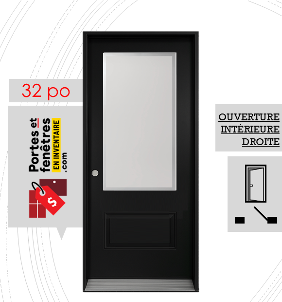 EDGE 23X49 NOIR D 32 FRONT2 PORTE EDGE 49po NOIRE 32 OUVRANT INTÉRIEUR DROITE