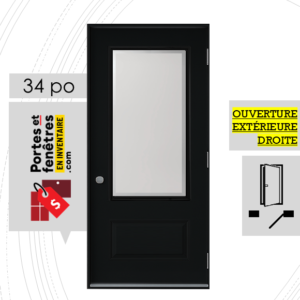 PORTE EDGE 49po NOIRE 34 OUVRANT EXTÉRIEUR DROITE