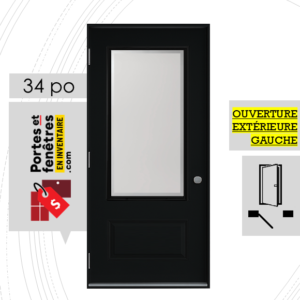 PORTE EDGE 49po NOIRE 34 OUVRANT EXTÉRIEUR GAUCHE