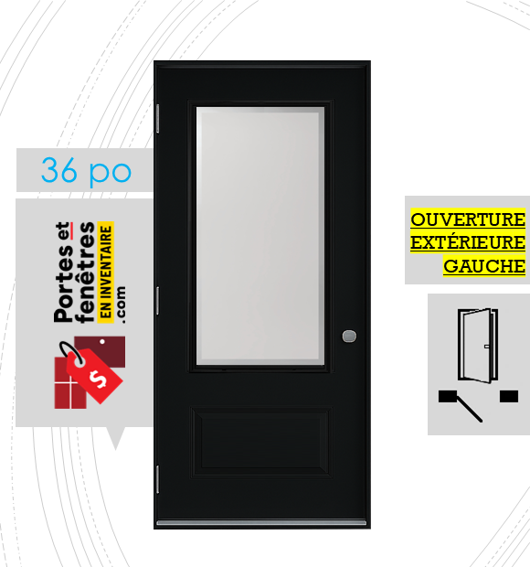 EDGE 23X49 NOIR G 36 outswing FRONT2 PORTE EDGE 49po NOIRE 36 OUVRANT EXTÉRIEUR GAUCHE