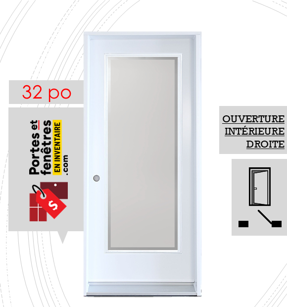 EDGE 23X65 BLANC D 32 FRONT PORTE EDGE 65po BLANCHE 32 OUVRANT INTÉRIEUR DROITE