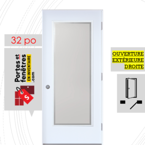 PORTE EDGE 65po BLANCHE 32 OUVRANT EXTÉRIEUR DROITE