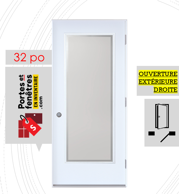 EDGE 23X65 BLANC D 32 outswing FRONT PORTE EDGE 65po BLANCHE 32 OUVRANT EXTÉRIEUR DROITE