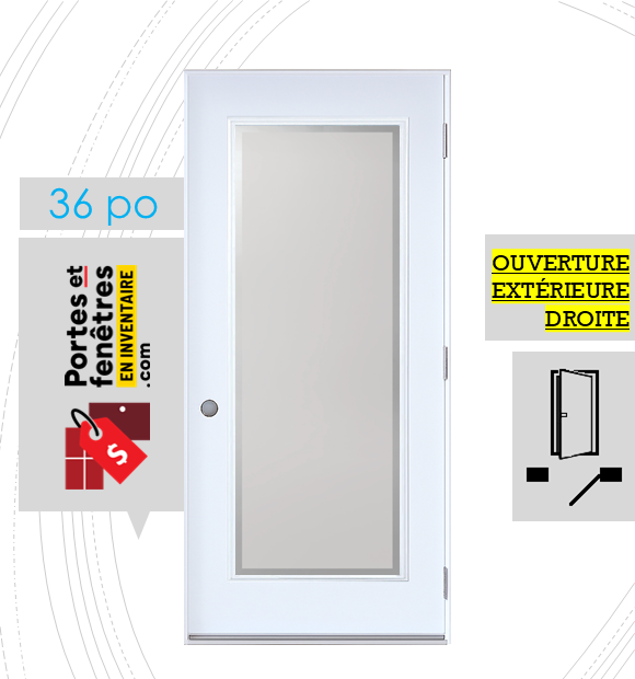 EDGE 23X65 BLANC D 36 outswing FRONT PORTE EDGE 65po BLANCHE 36 OUVRANT EXTÉRIEUR DROITE