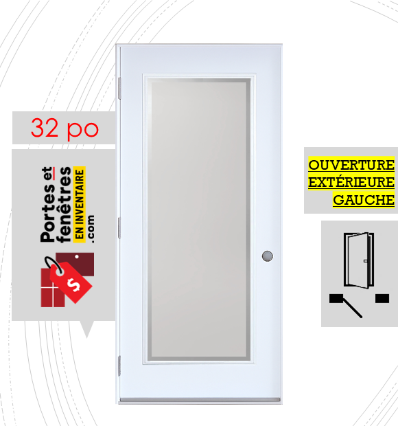 EDGE 23X65 BLANC G 32 outswing FRONT PORTE EDGE 65po BLANCHE 32 OUVRANT EXTÉRIEUR GAUCHE