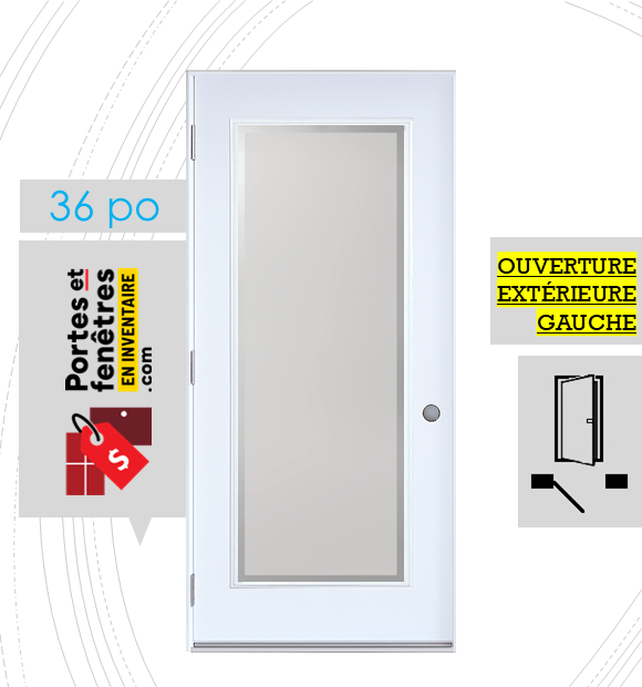 EDGE 23X65 BLANC G 36 outswing FRONT PORTE EDGE 65po BLANCHE 36 OUVRANT EXTÉRIEUR GAUCHE