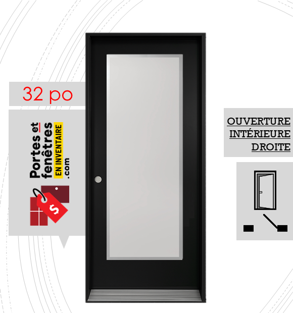 EDGE 23X65 NOIR D 32 FRONT PORTE EDGE 65po NOIRE 32 OUVRANT INTÉRIEUR DROITE