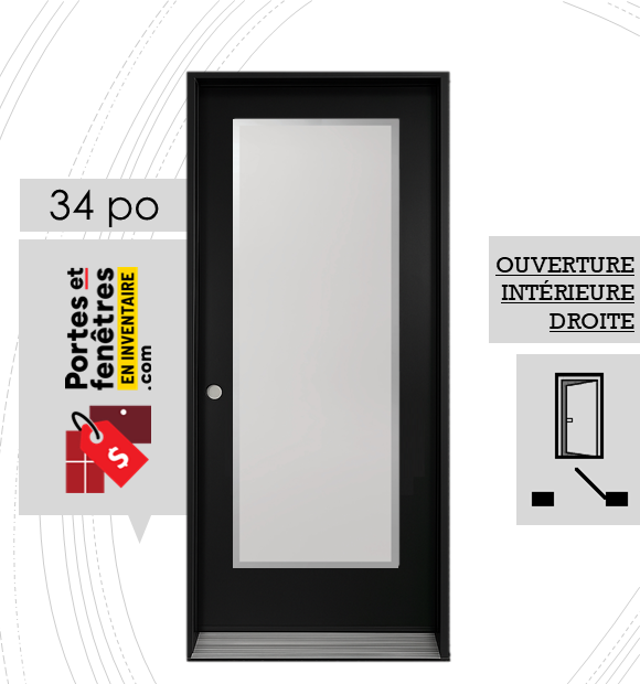 EDGE 23X65 NOIR D 34 FRONT PORTE EDGE 65po NOIRE 34 OUVRANT INTÉRIEUR DROITE