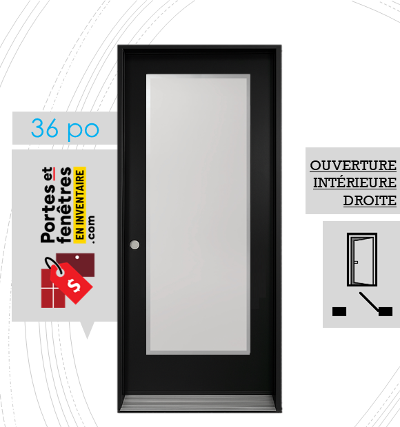 EDGE 23X65 NOIR D 36 FRONT PORTE EDGE 65po NOIRE 36 OUVRANT INTÉRIEUR DROITE