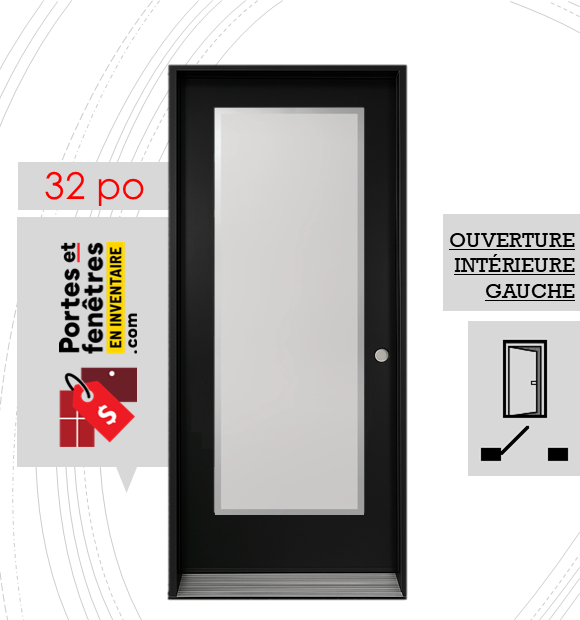 EDGE 23X65 NOIR G 32 FRONT PORTE EDGE 65po NOIRE 32 OUVRANT INTÉRIEUR GAUCHE