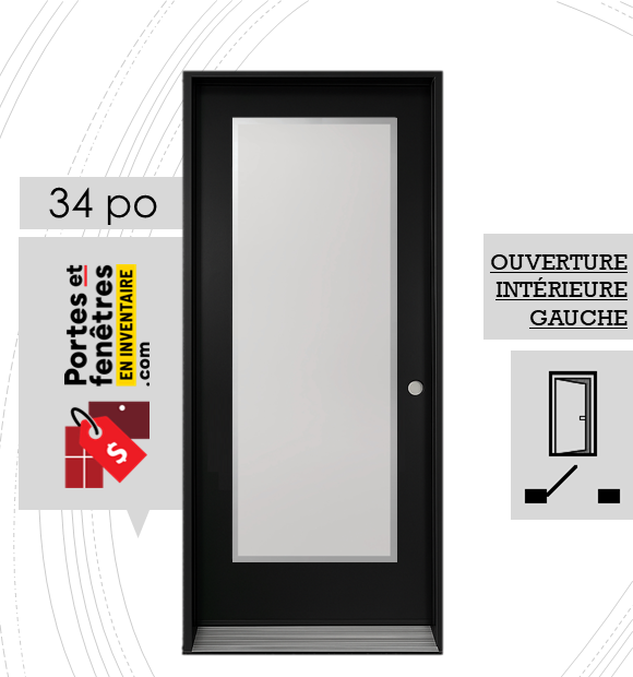 EDGE 23X65 NOIR G 34 FRONT PORTE EDGE 65po NOIRE 34 OUVRANT INTÉRIEUR GAUCHE