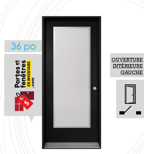 EDGE 23X65 NOIR G 36 FRONT PORTE EDGE 65po NOIRE 36 OUVRANT INTÉRIEUR GAUCHE