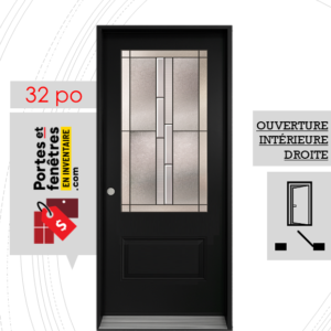 PORTE WHISTLER 49po NOIRE 32 OUVRANT INTÉRIEUR DROITE
