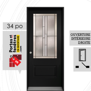 PORTE WHISTLER 49po NOIRE 34 OUVRANT INTÉRIEUR DROITE