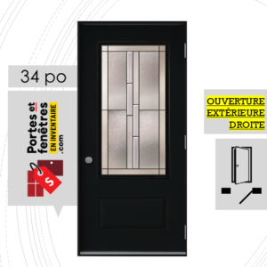 PORTE WHISTLER 49po NOIRE 34 OUVRANT EXTÉRIEUR DROITE