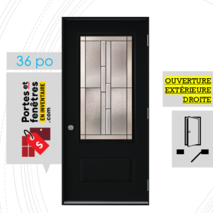 PORTE WHISTLER 49po NOIRE 36 OUVRANT EXTÉRIEUR DROITE